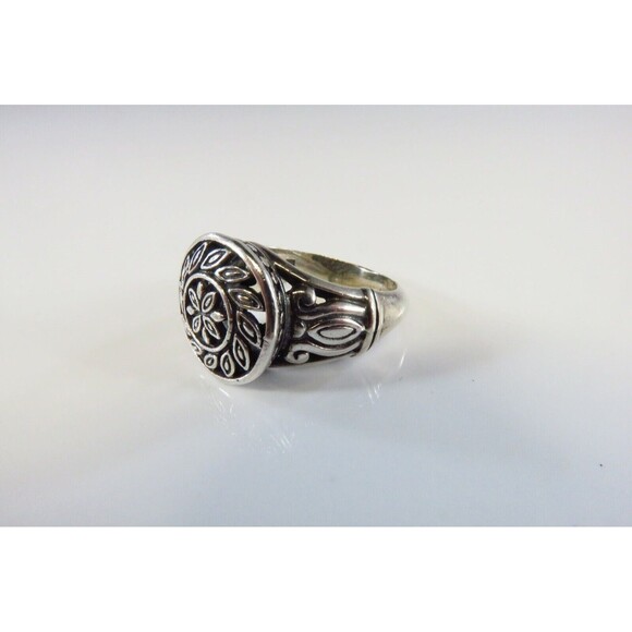 Pierced Flower & Leaf Ring Vintage Sterling Silver Celtic Style Size 5 1/2 - Picture 4 of 9